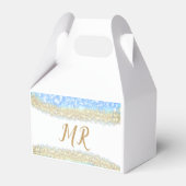 Blue Agaat Gold Glitter Sparkle Monogram Naam Teks Bedankdoosjes (Voorkant Zijde)
