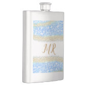 Blue Agaat Gold Glitter Sparkle Monogram Naam Teks Flacon (Rechts)