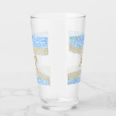 Blue Agaat Gold Glitter Sparkle Monogram Naam Teks Glas (Rechts)