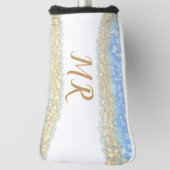 Blue Agaat Gold Glitter Sparkle Monogram Naam Teks Golfheadcover (Draai 90)
