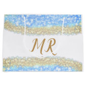 Blue Agaat Gold Glitter Sparkle Monogram Naam Teks Groot Cadeauzakje (Voorkant)