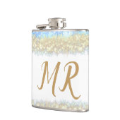 Blue Agaat Gold Glitter Sparkle Monogram Naam Teks Heupfles (Links)