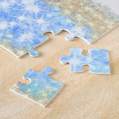 Blue Agaat Gold Glitter Sparkle Monogram Naam Teks Legpuzzel (Zijkant)