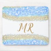 Blue Agaat Gold Glitter Sparkle Monogram Naam Teks Muismat (Voorkant)