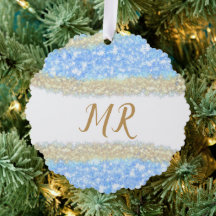 Blue Agaat Gold Glitter Sparkle Monogram Naam Teks