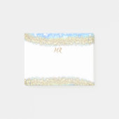 Blue Agaat Gold Glitter Sparkle Monogram Naam Teks Post-it® Notes (Voorkant)