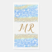 Blue Agaat Gold Glitter Sparkle Monogram Naam Teks Servet (Voorkant)