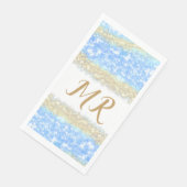 Blue Agaat Gold Glitter Sparkle Monogram Naam Teks Servet (Hoek)