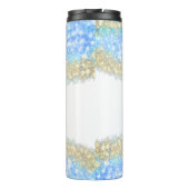 Blue Agaat Gold Glitter Sparkle Monogram Naam Teks Thermosbeker (Achterkant)