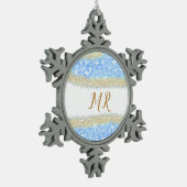 Blue Agaat Gold Glitter Sparkle Monogram Naam Teks Tin Sneeuwvlok Ornament (Links)