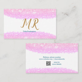 Blue Agaat Gold Glitter Sparkle Monogram Naam Teks Visitekaartje