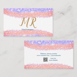 Blue Agaat Gold Glitter Sparkle Monogram Naam Teks Visitekaartje