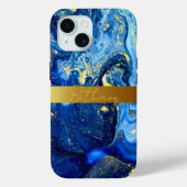 Blue Agaat Mable Stone & Gold Jouw namen toevoegen Case-Mate iPhone Case (Achterkant)