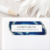 Blue Agaat Silver Border Retouradres Etiket (Insitu)