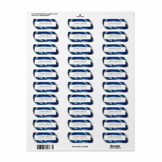 Blue Agaat Silver Border Retouradres Etiket (Full Sheet)