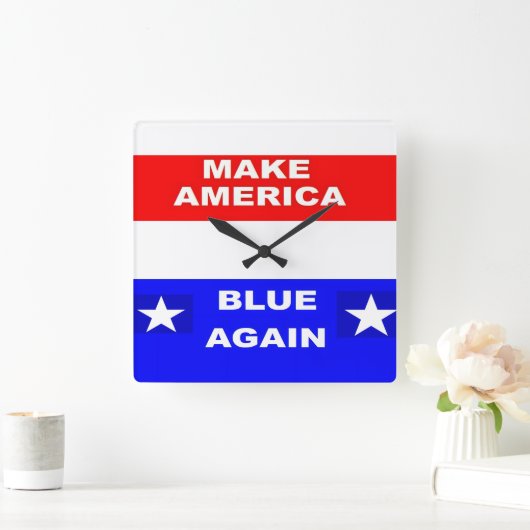 Blue Again Vierkante Klok (Huis)