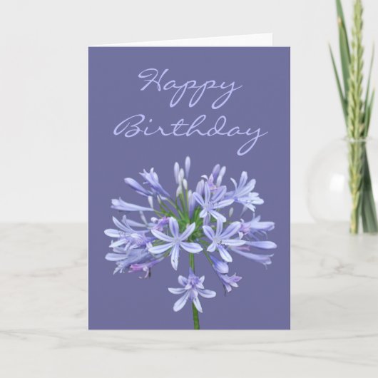 Blue Agapanthus Happy Birthday Kaart (Voorkant)