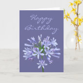 Blue Agapanthus Happy Birthday Kaart (Gele Bloem)
