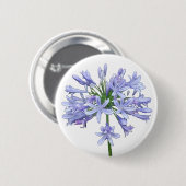 Blue Agapanthus Ronde Button 5,7 Cm (Voorkant /achterkant)