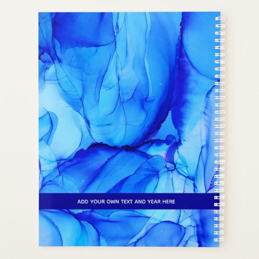 Blue Agate - Abstracte unieke indigokunst Planner (Achterkant)