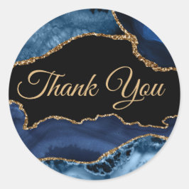 Blue Agate Bedankt Classic Round Sticker