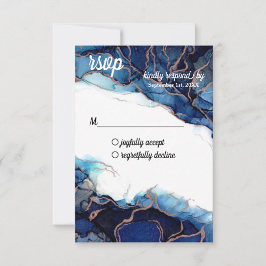 Blue Agate & Copper RSVP-Briefkaart RSVP Kaartje (Voorkant)