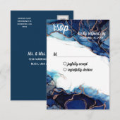 Blue Agate & Copper RSVP-Briefkaart RSVP Kaartje (Voorkant / Achterkant)