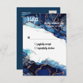 Blue Agate & Copper RSVP-Briefkaart RSVP Kaartje