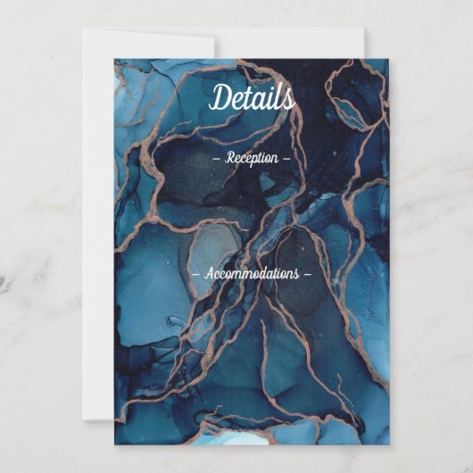 Blue Agate & Copper Wedding Details Card Kaart (Voorkant)