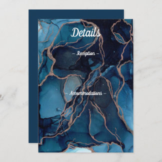 Blue Agate & Copper Wedding Details Card Kaart