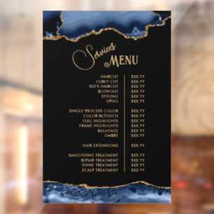 Blue Agate Diensten Menu Raamsticker