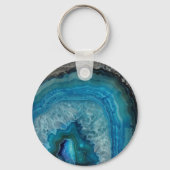 Blue Agate Druse Gemstone Sleutelhanger (Voorkant)