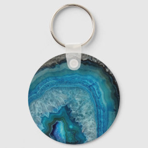 Blue Agate Druse Gemstone Sleutelhanger