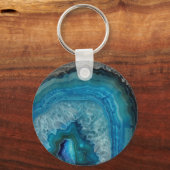 Blue Agate Druse Gemstone Sleutelhanger (Voorkant)