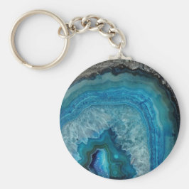 Blue Agate Druse Gemstone Sleutelhanger
