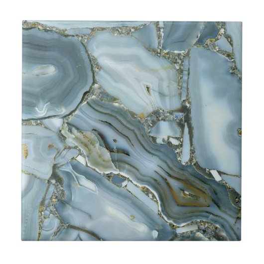 Blue Agate Elegance – Luxe Natural Stone Tile Tegeltje (Voorkant)