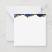 Blue Agate Elegant Script Monogram Gold Glitter Notitiekaartje (Achterkant)