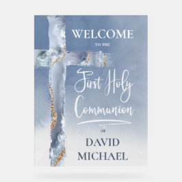 blue agate | First Communion welcome sign Acryl Bord