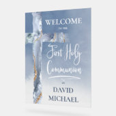 blue agate | First Communion welcome sign Acryl Bord (Hoek)