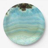 Blue Agate Gemstone Crystal Princess Pattern Papieren Bordje (Voorkant)