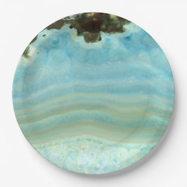 Blue Agate Gemstone Crystal Princess Pattern Papieren Bordje