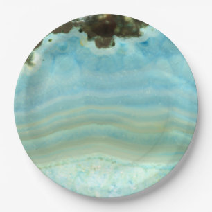Blue Agate Gemstone Crystal Princess Pattern Papieren Bordje