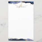 Blue Agate Geode Gold Glitter Monogram Initialen (Voorkant)