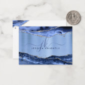 Blue Agate Geode Metallic Glitter Script Monogram Notitiekaartje (Voorkant / Achterkant in situ)
