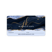 Blue Agate Geode Monogram Kaarszeep Label (Voorkant)