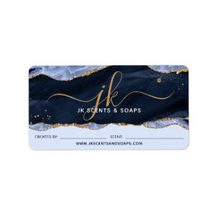 Blue Agate Geode Monogram Kaarszeep Label