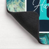 Blue Agate Geode Monogram Simple Modern Muismat (Hoek)