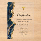 Blue Agate Gold-bevestiging Acryl Uitnodigingen (Voorkant)