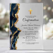 Blue Agate Gold-bevestiging Acryl Uitnodigingen