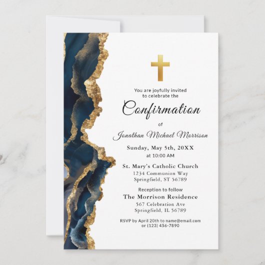 Blue Agate Gold-bevestiging Kaart (Voorkant)